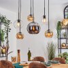 Koyoto hanging light, globe light, pendant light Amber, chrome, clear, Smoke-coloured, 6-light sources