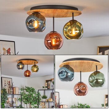 Ripoll ceiling light, globe light Ecru, black, 3-light sources