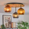 Koyoto ceiling light, globe light Ecru, black, 3-light sources