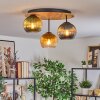 Koyoto ceiling light, globe light Ecru, black, 3-light sources