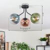 Gastor ceiling light, globe light blue, green, clear, coppery, 3-light sources