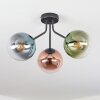 Gastor ceiling light, globe light blue, green, clear, coppery, 3-light sources