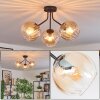 Koyoto ceiling light, globe light Amber, clear, 3-light sources
