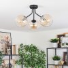 Koyoto ceiling light, globe light Amber, clear, 3-light sources
