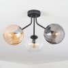 Koyoto ceiling light, globe light Amber, clear, Smoke-coloured, 3-light sources