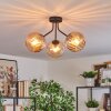 Koyoto ceiling light, globe light Amber, 3-light sources