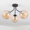 Koyoto ceiling light, globe light Amber, 3-light sources