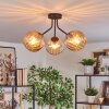 Koyoto ceiling light, globe light Amber, 3-light sources