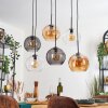 Koyoto hanging light, globe light, pendant light Amber, clear, Smoke-coloured, 6-light sources