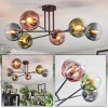 Gastor ceiling light, globe light 50 cm blue, green, clear, coppery, 6-light sources