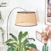 Ramila floor lamp, Arch lamps matt nickel, black, 1-light source, Fabric lampshade