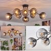Koyoto ceiling light, globe light 85 cm clear, Smoke-coloured, 8-light sources