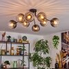 Koyoto ceiling light, globe light 85 cm clear, Smoke-coloured, 8-light sources