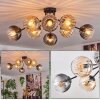 Koyoto ceiling light, globe light 85 cm Amber, clear, Smoke-coloured, 8-light sources