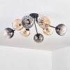 Koyoto ceiling light, globe light 85 cm Amber, clear, Smoke-coloured, 8-light sources
