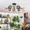 Koyoto ceiling light, globe light 81 cm Amber, clear, Smoke-coloured, 10-light sources