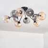 Koyoto ceiling light, globe light 81 cm Amber, clear, Smoke-coloured, 10-light sources