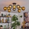 Ripoll ceiling light, globe light blue, gold, green, 10-light sources