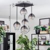 Koyoto ceiling light, globe light clear, Smoke-coloured, 5-light sources