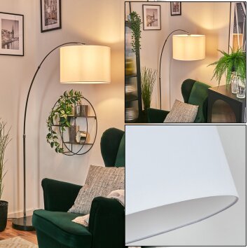 Bassagoda floor lamp, Arch lamps chrome, black, 1-light source, Fabric shade