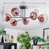 Ripoll ceiling light, globe light clear, coppery, 6-light sources