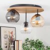 Koyoto ceiling light, globe light Ecru, black, 3-light sources