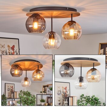 Koyoto ceiling light, globe light Ecru, black, 3-light sources