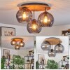 Koyoto ceiling light, globe light Ecru, black, 3-light sources