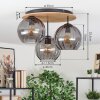 Koyoto ceiling light, globe light Ecru, black, 3-light sources