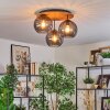 Koyoto ceiling light, globe light Ecru, black, 3-light sources