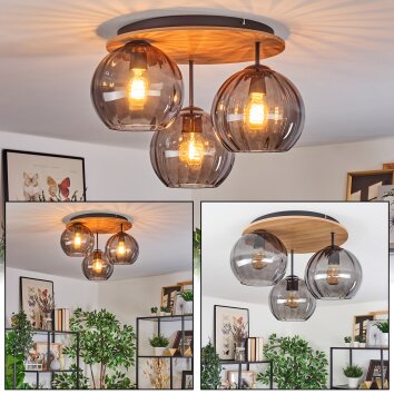 Koyoto ceiling light, globe light Ecru, black, 3-light sources