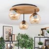 Koyoto ceiling light, globe light Ecru, black, 3-light sources