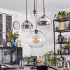 Koyoto hanging light, globe light, Cluster pendant lamp Amber, chrome, clear, Smoke-coloured, 4-light sources