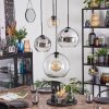 Koyoto hanging light, globe light, Cluster pendant lamp Amber, chrome, clear, Smoke-coloured, 4-light sources