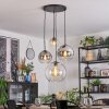 Koyoto hanging light, globe light, Cluster pendant lamp Amber, chrome, clear, Smoke-coloured, 4-light sources