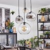 Koyoto hanging light, globe light, Cluster pendant lamp Amber, chrome, clear, Smoke-coloured, 4-light sources