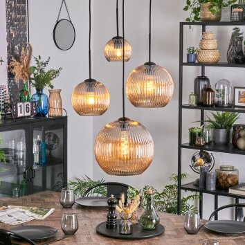 Koyoto hanging light, globe light, Cluster pendant lamp Amber, 4-light sources