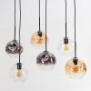 Ripoll hanging light, globe light, pendant light Amber, clear, Smoke-coloured, 6-light sources