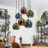 Koyoto hanging light, globe light, pendant light blue, gold, green, coppery, 6-light sources