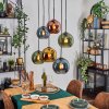 Koyoto hanging light, globe light, pendant light blue, gold, green, coppery, 6-light sources