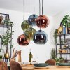 Koyoto hanging light, globe light, pendant light blue, green, coppery, 6-light sources