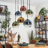 Koyoto hanging light, globe light, pendant light blue, gold, green, clear, coppery, 6-light sources