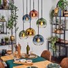 Koyoto hanging light, globe light, pendant light blue, gold, green, clear, coppery, 6-light sources