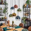 Koyoto hanging light, globe light, pendant light blue, gold, green, clear, coppery, 6-light sources