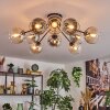 Koyoto ceiling light, globe light 81 cm Amber, clear, Smoke-coloured, 10-light sources