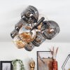 Koyoto ceiling light, globe light Amber, Smoke-coloured, 10-light sources