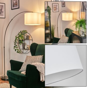 Soungou floor lamp, Arch lamps matt nickel, black, 1-light source, Fabric shade