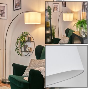 Bassagoda floor lamp, Arch lamps matt nickel, black, 1-light source, Fabric lampshade