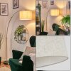 Bassagoda floor lamp, Arch lamps brass, black, 1-light source, Fabric shade