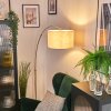 Bassagoda floor lamp, Arch lamps brass, black, 1-light source, Fabric shade
